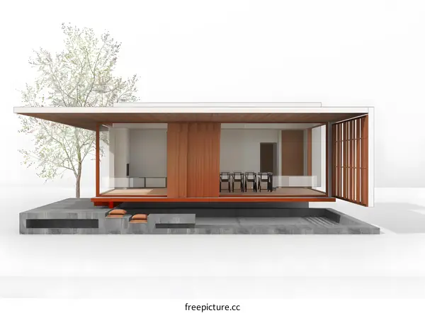 Modern House Design with Wooden Panels and Glass Windows