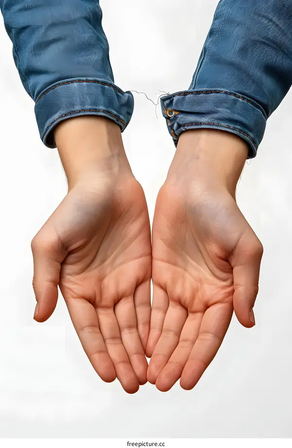 Two Empty Open Hands Caucasian 1 Person