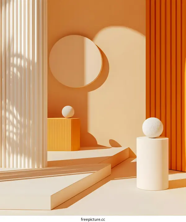 Abstract Minimalist 3D Geometric Shapes with Soft Lighting and Shadows
