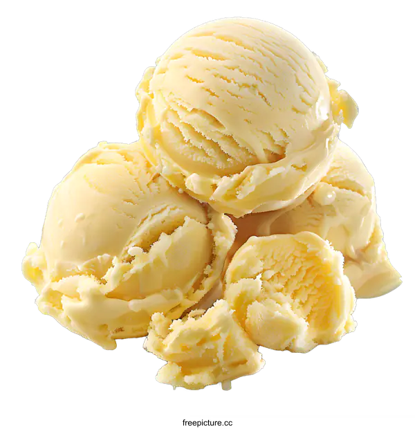 [Transparent Background PNG]Scoops of Vanilla Ice Cream on White Background