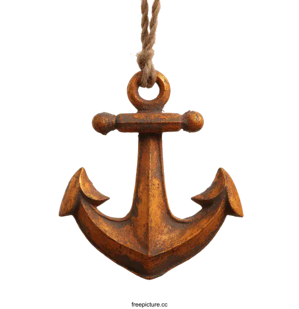 [Transparent Background PNG]Vintage Decorative Gold Anchor Ornament