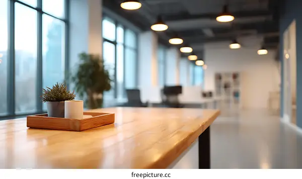 Modern Office Interior with Wooden Table