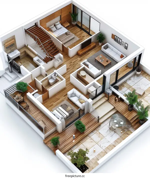 Modern House Floor Plan Design Illustration