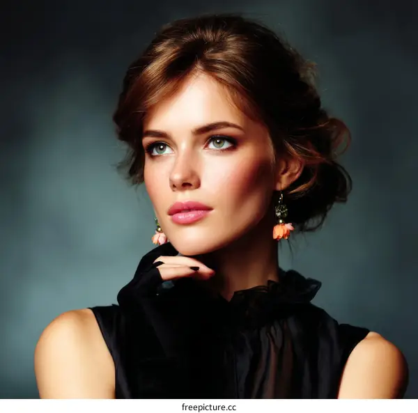 Elegant Woman with Exquisite Jewelry and Hairstyle