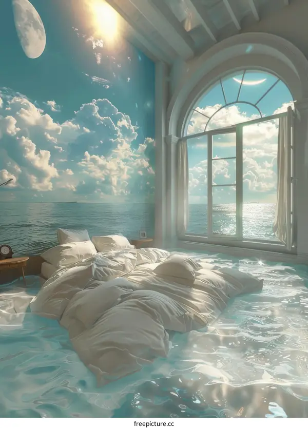 Flooded Bedroom with Ocean View