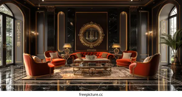 Luxury Dark Red Interior Living Room