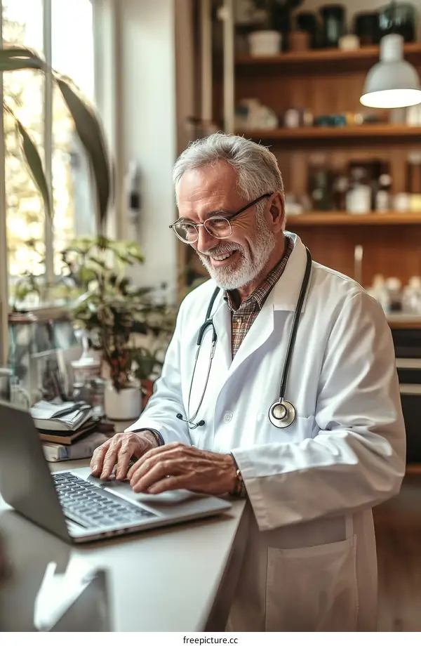 Doctor Working on Laptop in Clinic