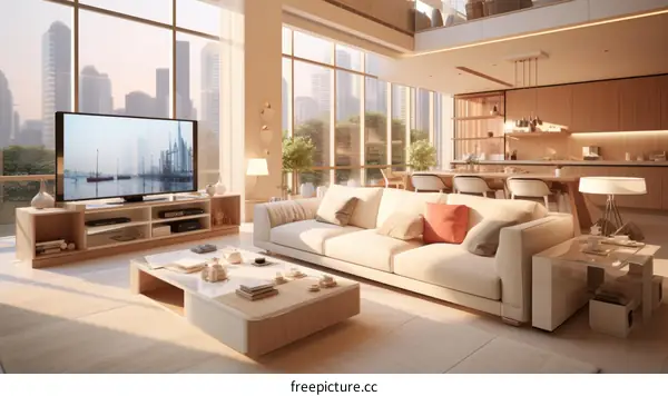 Modern Living Room with Open Plan Design