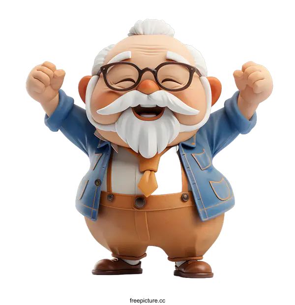 [Transparent Background PNG]Happy Senior Man Celebrating