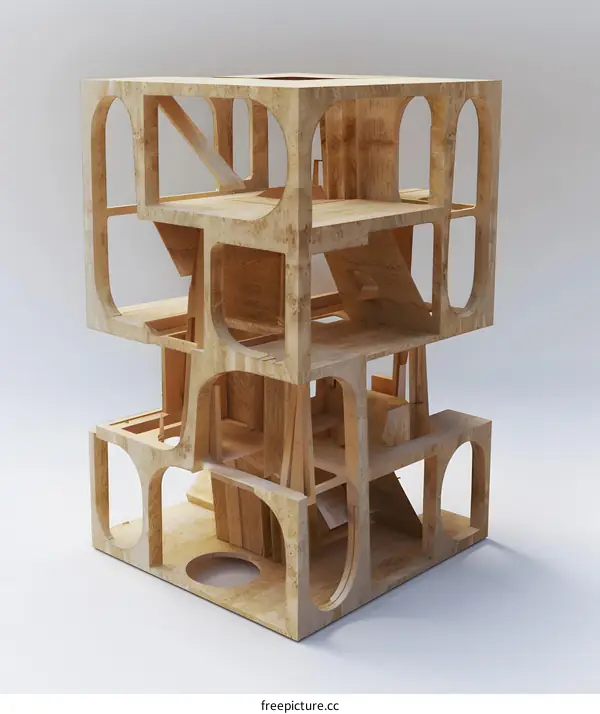 Abstract Wooden Structure Design Architecture Building Model