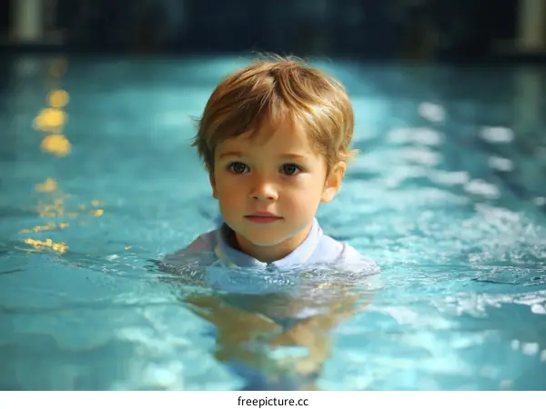 Child Swimming in Pool a Wonderful Moment