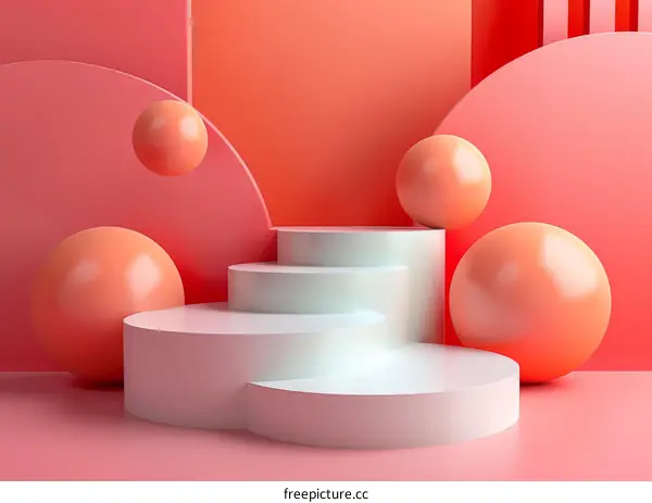 Abstract Pink and White Geometric Podium