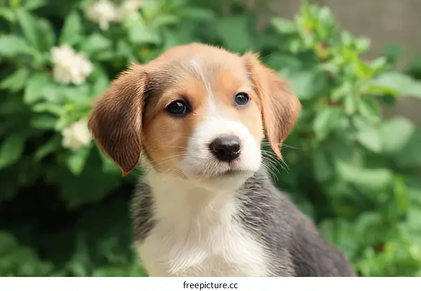 Cute Puppy in a Garden Setting