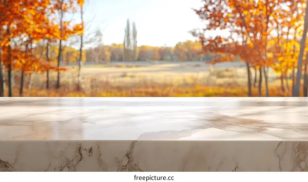 Autumnal Landscape Table Top Image Mockup