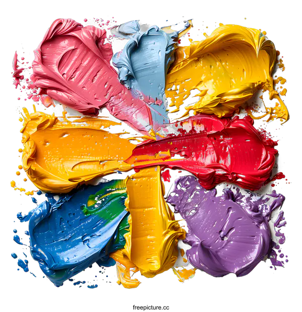 [Transparent Background PNG]Abstract Colorful Paint Strokes Isolated On White Background