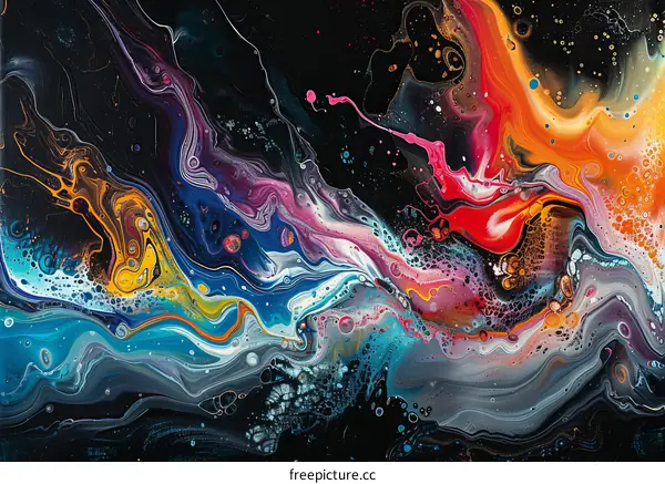 Colorful abstract painting with vibrant swirls of color
