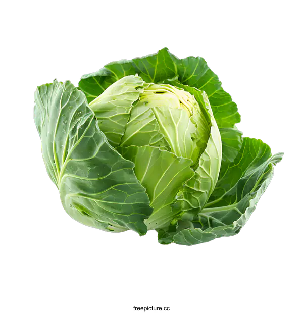 [Transparent Background PNG]Green Fresh Cabbage Isolated On White Background