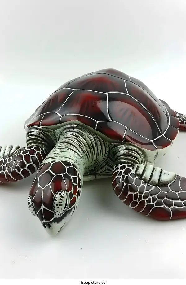 Red and White Ceramic Turtle Figurine