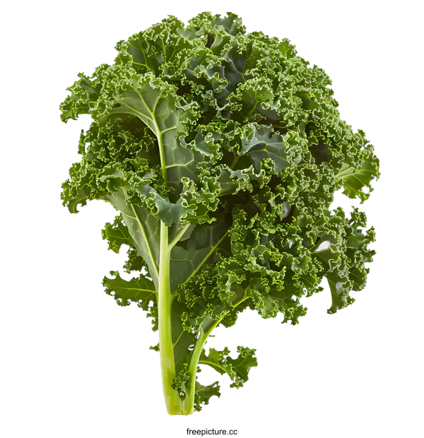 [Transparent Background PNG]Fresh Green Kale Leaves Isolated on White Background