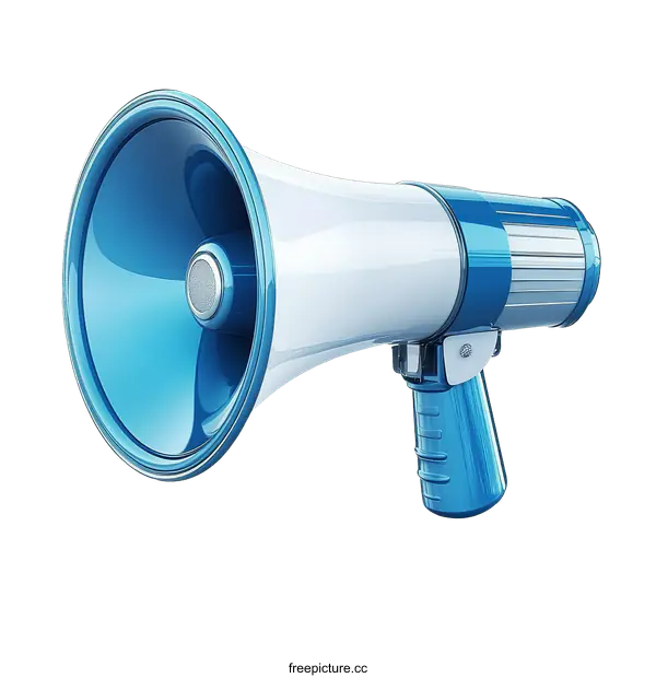 [Transparent Background PNG]Modern Blue and White Megaphone Illustration
