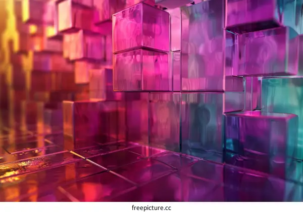 Pink and Purple Abstract 3D Cube Background