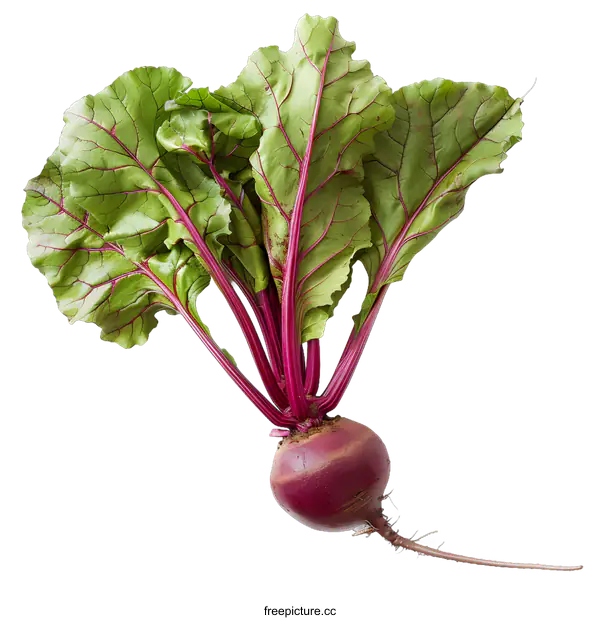 [Transparent Background PNG]Fresh Beetroot with Green Leaves Isolated on White Background