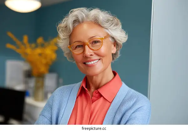 Smiling Senior Woman Portrait in Office Setting