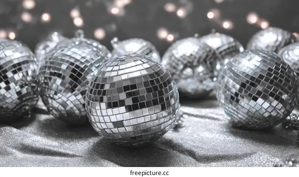 Shiny Silver Disco Balls Holiday Decorations