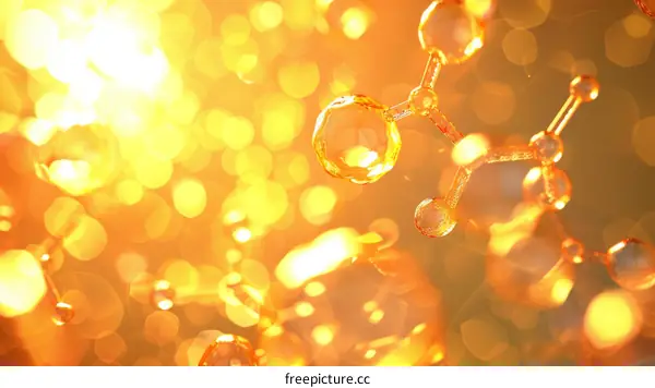 3D Illustration of a Molecular Structure on a Vibrant Yellow Background