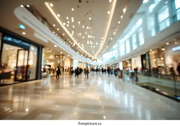 Modern Shopping Mall Interior Blurred View