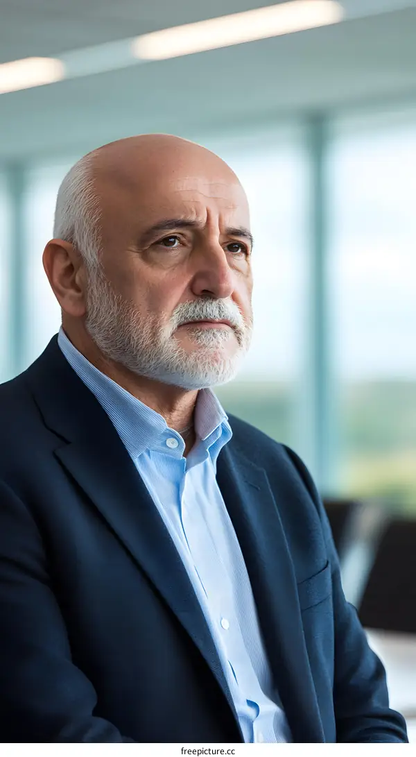 Portrait of a Serious Senior Businessman in a Suit