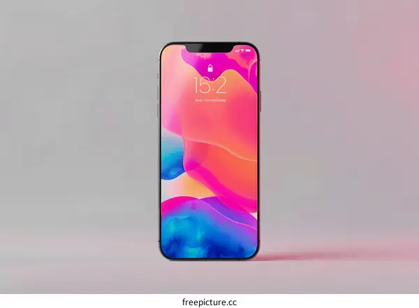 Modern Smartphone with Colorful Abstract Background on White Background