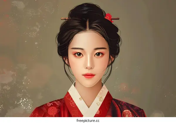 Portrait of a young woman in traditional Korean dress