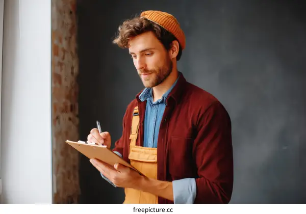 Worker Checking Checklist Indoor