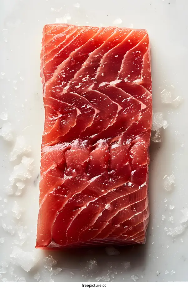 Fresh Raw Tuna Fillet on Ice