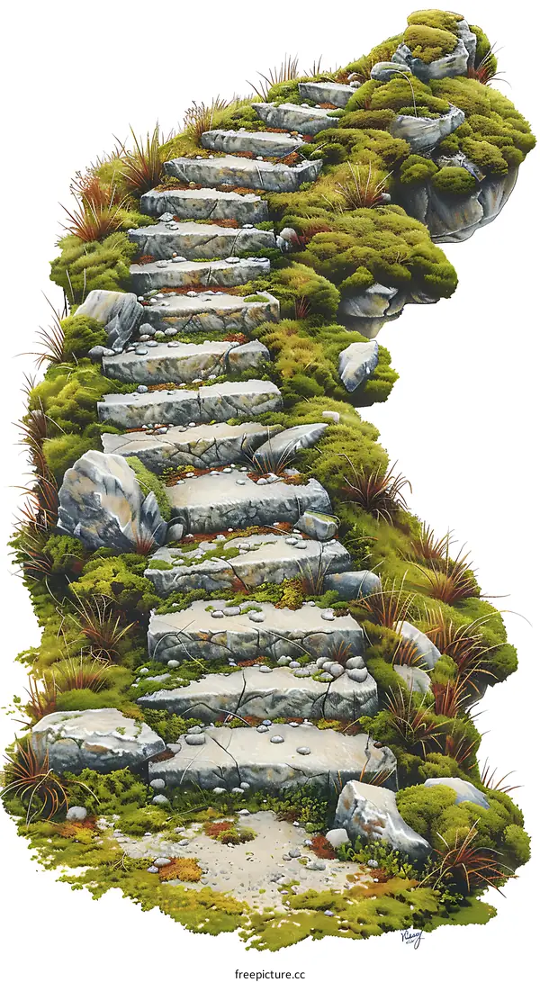 Stone Steps Leading Up A Mountainside