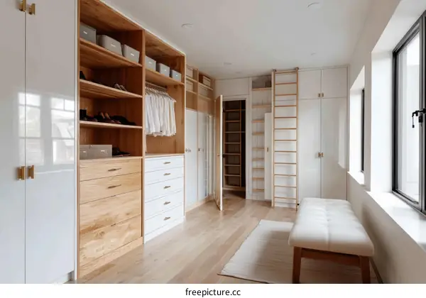 Modern Wooden Walk-in Closet Design