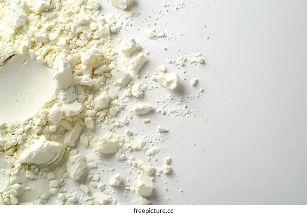 White powder scattered on a white surface