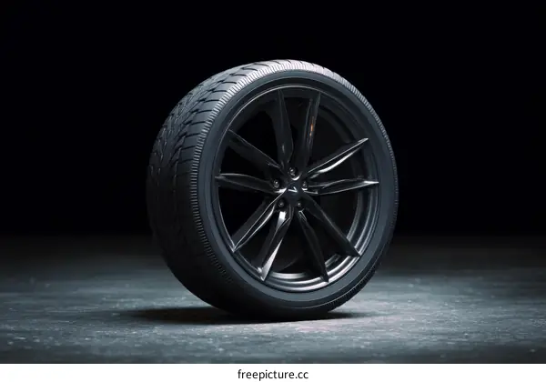 High-Resolution Black Wheel Tire Illustration
