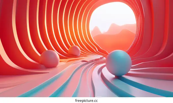 Abstract Colorful Geometric Tunnel Illustration
