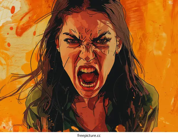 portrait of a screaming woman