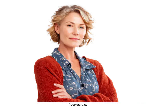 [Transparent Background PNG]Confident Mature Woman Portrait