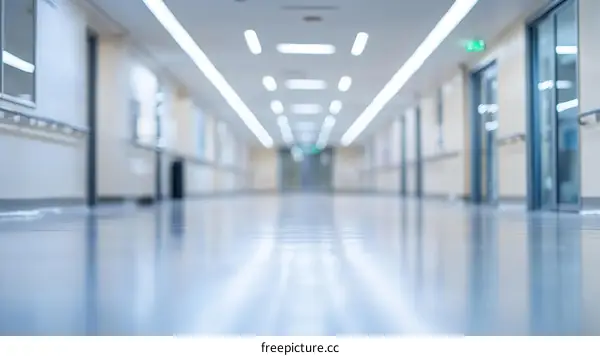 Empty Hospital Corridor Interior View