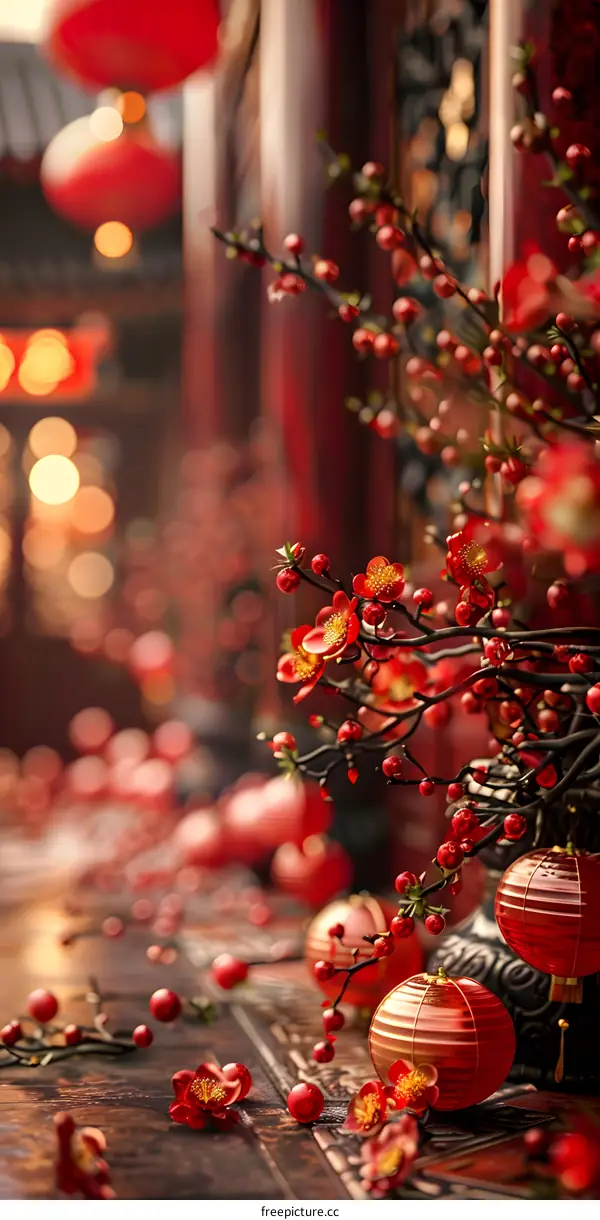 Red Chinese knots and lanterns
