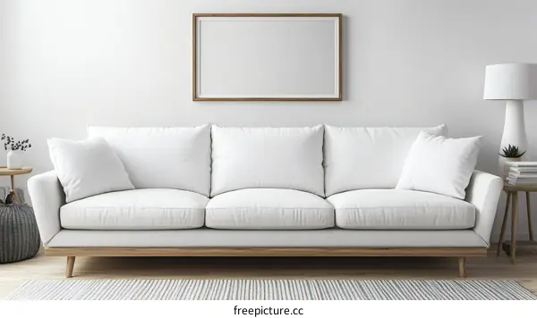 Modern White Sofa in a Minimalist Living Room