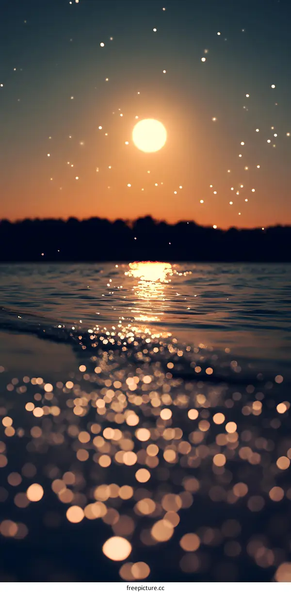 Water Bokeh Sunset With Sparkling Lights