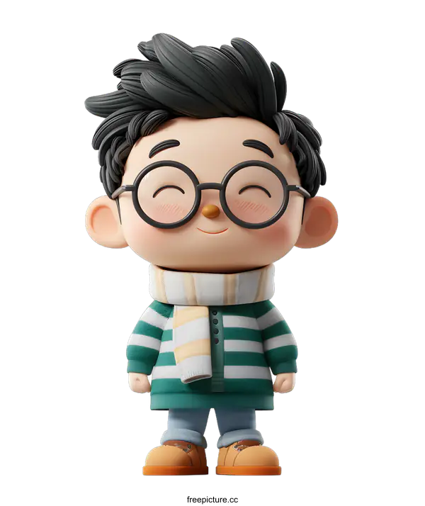 [Transparent Background PNG]3D rendering of a cute cartoon boy