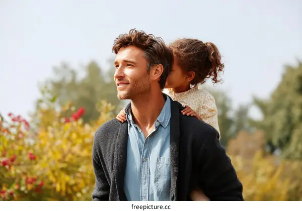 Father and Daughter Outdoors in Autumn
