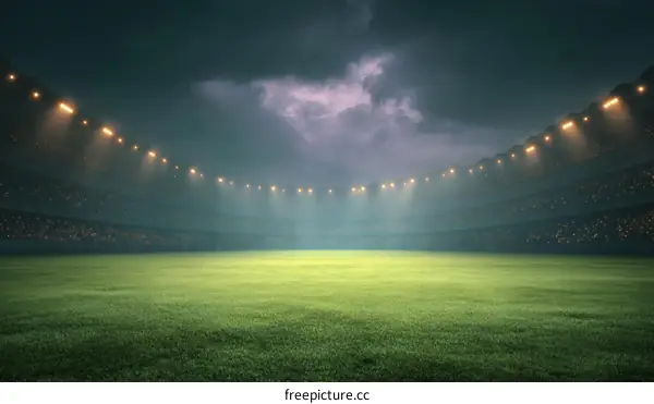 Nighttime Football Stadium with Crowd