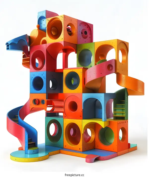 Colorful 3D geometric shapes composition